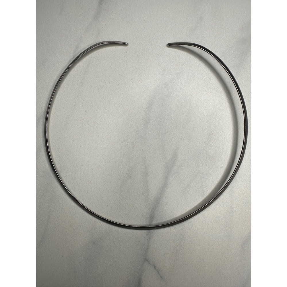 950 Silver Minimalist Open Collar Torque Choker Necklace 9.8g Polished Wire